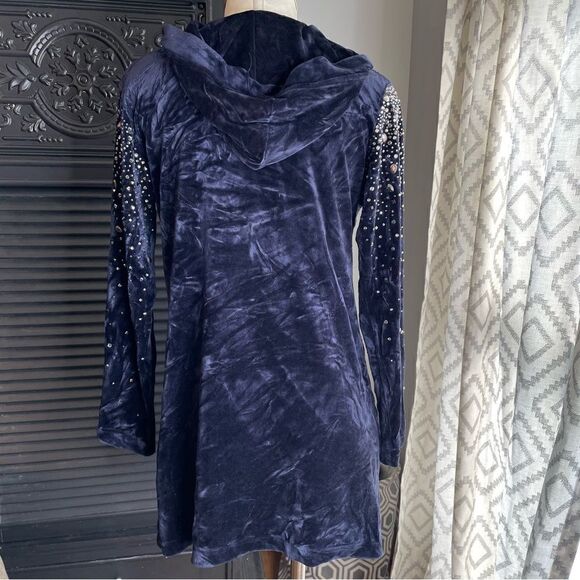 Giuseppe Zanotti Y2K Sweatshirt Dress Velour Rhinestone Zip Up Hoodie 42 - Picture 6 of 9